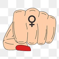 Png Woman power fist element, transparent background