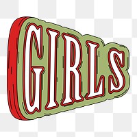 Png Girls typography element, transparent background