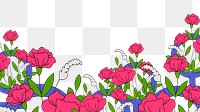 Flower field png border, transparent background