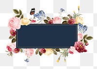 Colorful flowers png badge, transparent background