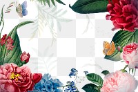 Colorful flowers png border, transparent background