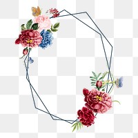 Flower geometric png frame, transparent background