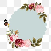 Aesthetic flowers png badge, transparent background