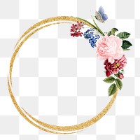 Flower gold png frame, transparent background