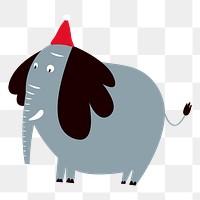 Png Christmas elephant doodle element, transparent background