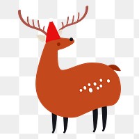 Png Christmas reindeer doodle element, transparent background