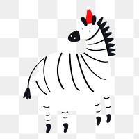 Png Christmas zebra  doodle element, transparent background