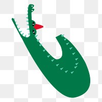 Png Christmas alligator doodle element, transparent background