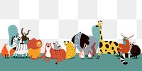 Cute animals png border, transparent background