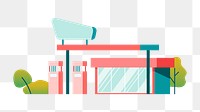 Png red gas station illustration, transparent background