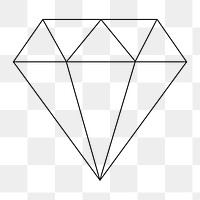 Png diamond geometric design element, transparent background