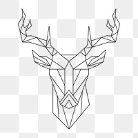 Png linear deer geometric element, transparent background