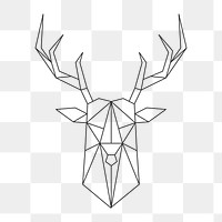 Png linear deer geometric element, transparent background