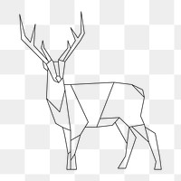 Png linear deer geometric element, transparent background