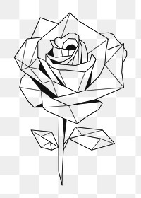 Png rose flower geometric element, transparent background