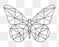 Png butterfly geometric lines element, transparent background