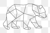 Png bear geometric lines element, transparent background