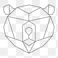 Png bear geometric lines element, transparent background
