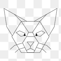 Png cat's head geometric lines element, transparent background