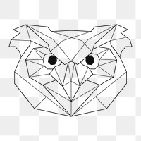 Png owl's head geometric element, transparent background