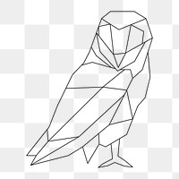 Png owl geometric lines element, transparent background