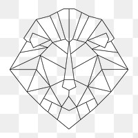 Png lion's head geometric lines element, transparent background