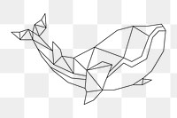 Png whale geometric lines element, transparent background