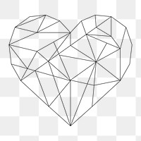 Png heart geometric design element, transparent background