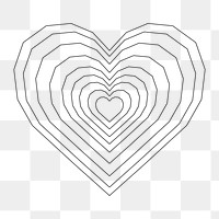 Png heart geometric design element, transparent background