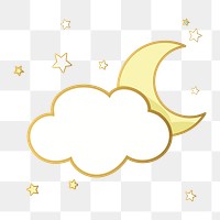 Png Cute cloud & moon sticker, transparent background