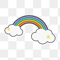 Png cute rainbow illustration sticker, transparent background