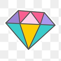 Png cute diamond illustration sticker, transparent background