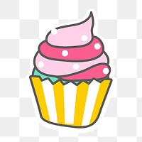 Png cute cupcake illustration sticker, transparent background