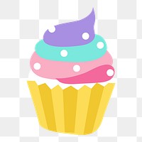 Png cute cupcake illustration sticker, transparent background