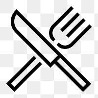 Fork and knife icon png, restaurant icon illustration on transparent background 