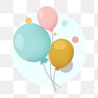 Png festive party balloons illustration, transparent background