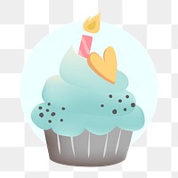 Png blue creamy cupcake illustration, transparent background