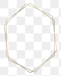 Png golden geometric frame, transparent background