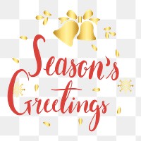 Seasons greetings Christmas png badge, transparent background