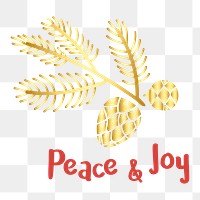 Peace & Joy Christmas png badge, transparent background