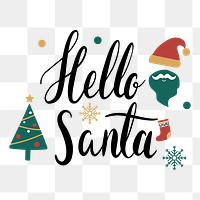 Hello Santa Christmas png badge, transparent background