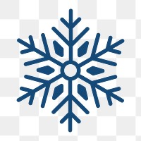 Png blue single snowflake icon, transparent background