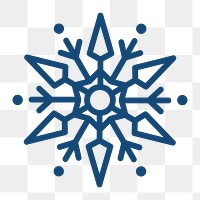 Png blue single snowflake icon, transparent background