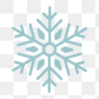 Png blue single snowflake icon, transparent background