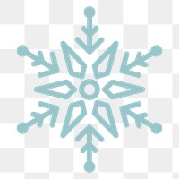 Png blue single snowflake icon, transparent background