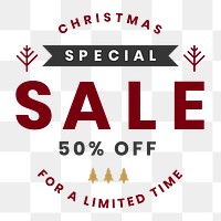 Christmas sale badge png, transparent background