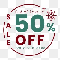 Christmas sale badge png, transparent background