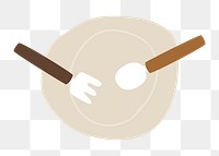 Png brown eating utensils  sticker, transparent background