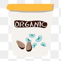 Png organic beans bag  sticker, transparent background