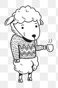 Png winter sheep character illustration, transparent background